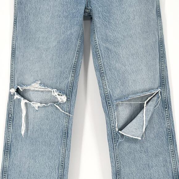 RE/DONE 90s High Rise Loose Distressed Jeans Breezy Indigo with Rips Size 26 - Picture 3 of 7